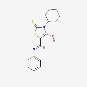 molecular formula C17H20N2OS2 B11072431 (5Z)-3-cyclohexyl-5-{[(4-methylphenyl)amino]methylidene}-2-thioxo-1,3-thiazolidin-4-one 