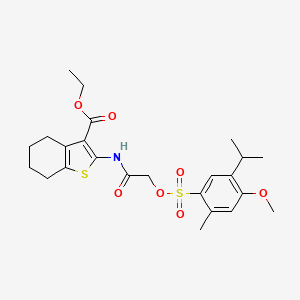 Ethyl 2-{[({[4-methoxy-2-methyl-5-(propan-2-yl)phenyl]sulfonyl}oxy)acetyl]amino}-4,5,6,7-tetrahydro-1-benzothiophene-3-carboxylate