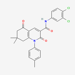 molecular formula C25H22Cl2N2O3 B11072447 N-(3,4-dichlorophenyl)-7,7-dimethyl-1-(4-methylphenyl)-2,5-dioxo-1,2,5,6,7,8-hexahydroquinoline-3-carboxamide 