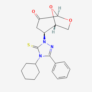 (1S,2S,5R)-2-(4-cyclohexyl-3-phenyl-5-thioxo-4,5-dihydro-1H-1,2,4-triazol-1-yl)-6,8-dioxabicyclo[3.2.1]octan-4-one (non-preferred name)