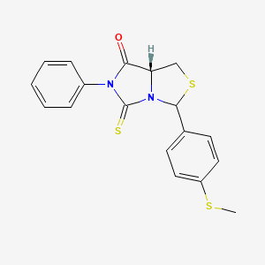 molecular formula C18H16N2OS3 B11072468 (7aR)-3-[4-(methylsulfanyl)phenyl]-6-phenyl-5-thioxotetrahydro-7H-imidazo[1,5-c][1,3]thiazol-7-one 