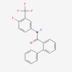 molecular formula C20H13F4NO B11072505 N-[4-fluoro-3-(trifluoromethyl)phenyl]biphenyl-2-carboxamide 