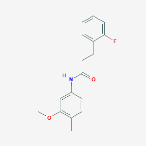 molecular formula C17H18FNO2 B11072519 3-(2-fluorophenyl)-N-(3-methoxy-4-methylphenyl)propanamide 