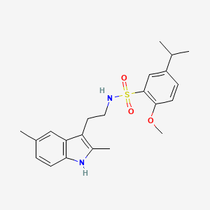 molecular formula C22H28N2O3S B11072538 N-[2-(2,5-dimethyl-1H-indol-3-yl)ethyl]-2-methoxy-5-(propan-2-yl)benzenesulfonamide 