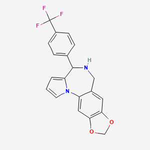 molecular formula C20H15F3N2O2 B11072566 4-[4-(trifluoromethyl)phenyl]-5,6-dihydro-4H-[1,3]dioxolo[4,5-h]pyrrolo[1,2-a][1,4]benzodiazepine 