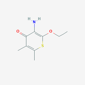 molecular formula C9H13NO2S B11072575 3-amino-2-ethoxy-5,6-dimethyl-4H-thiopyran-4-one 