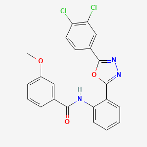 molecular formula C22H15Cl2N3O3 B11072590 N-{2-[5-(3,4-dichlorophenyl)-1,3,4-oxadiazol-2-yl]phenyl}-3-methoxybenzamide 