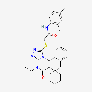 N-(2,4-Dimethylphenyl)-2-[(4-ethyl-5-oxo-5,7-dihydro-4H-spiro[benzo[H][1,2,4]triazolo[4,3-A]quinazoline-6,1'-cyclohexan]-1-YL)thio]acetamide