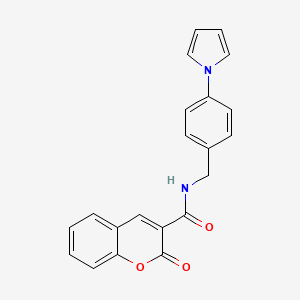 molecular formula C21H16N2O3 B11072723 2-oxo-N-[4-(1H-pyrrol-1-yl)benzyl]-2H-chromene-3-carboxamide 