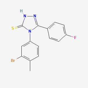 molecular formula C15H11BrFN3S B11072730 4-(3-bromo-4-methylphenyl)-5-(4-fluorophenyl)-4H-1,2,4-triazole-3-thiol 