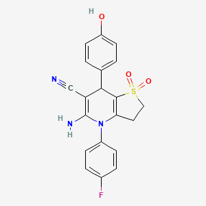 5-Amino-4-(4-fluorophenyl)-7-(4-hydroxyphenyl)-2,3,4,7-tetrahydrothieno[3,2-b]pyridine-6-carbonitrile 1,1-dioxide