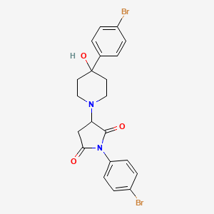 molecular formula C21H20Br2N2O3 B11072780 1-(4-Bromophenyl)-3-[4-(4-bromophenyl)-4-hydroxypiperidin-1-yl]pyrrolidine-2,5-dione 