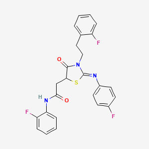 N-(2-fluorophenyl)-2-{(2Z)-3-[2-(2-fluorophenyl)ethyl]-2-[(4-fluorophenyl)imino]-4-oxo-1,3-thiazolidin-5-yl}acetamide