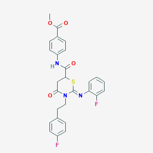 molecular formula C27H23F2N3O4S B11072801 methyl 4-[({(2Z)-3-[2-(4-fluorophenyl)ethyl]-2-[(2-fluorophenyl)imino]-4-oxo-1,3-thiazinan-6-yl}carbonyl)amino]benzoate 