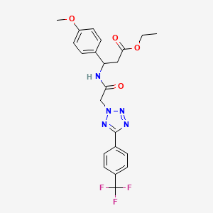 molecular formula C22H22F3N5O4 B11072832 ethyl 3-(4-methoxyphenyl)-3-[({5-[4-(trifluoromethyl)phenyl]-2H-tetrazol-2-yl}acetyl)amino]propanoate 