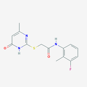 molecular formula C14H14FN3O2S B11072838 N-(3-fluoro-2-methylphenyl)-2-[(4-methyl-6-oxo-1,6-dihydropyrimidin-2-yl)sulfanyl]acetamide 