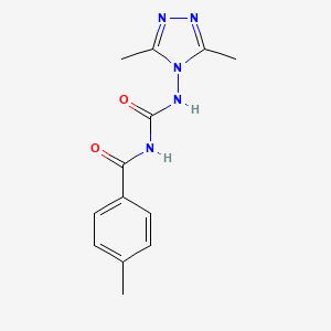 molecular formula C13H15N5O2 B11072892 Urea, 1-(3,5-dimethyl-[1,2,4]triazol-4-yl)-3-(4-methylbenzoyl)- 