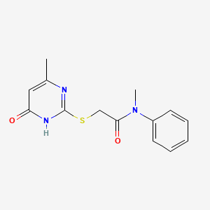 molecular formula C14H15N3O2S B11072899 N-methyl-2-[(4-methyl-6-oxo-1,6-dihydropyrimidin-2-yl)sulfanyl]-N-phenylacetamide 