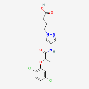 4-(4-{[2-(2,5-dichlorophenoxy)propanoyl]amino}-1H-pyrazol-1-yl)butanoic acid