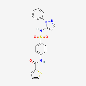 molecular formula C20H16N4O3S2 B11072950 N-{4-[(1-phenyl-1H-pyrazol-5-yl)sulfamoyl]phenyl}thiophene-2-carboxamide 