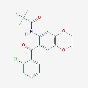 molecular formula C20H20ClNO4 B11072957 N-{7-[(2-chlorophenyl)carbonyl]-2,3-dihydro-1,4-benzodioxin-6-yl}-2,2-dimethylpropanamide 