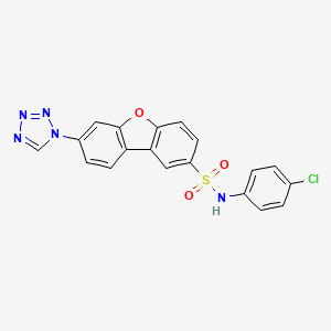 molecular formula C19H12ClN5O3S B11072968 N-(4-chlorophenyl)-7-(1H-tetrazol-1-yl)dibenzo[b,d]furan-2-sulfonamide 