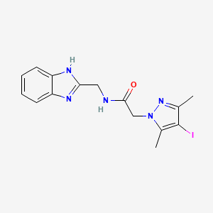 molecular formula C15H16IN5O B11073018 N-(1H-benzimidazol-2-ylmethyl)-2-(4-iodo-3,5-dimethyl-1H-pyrazol-1-yl)acetamide 