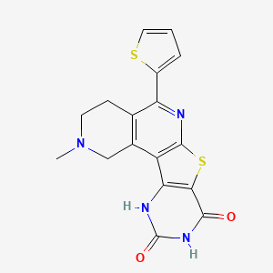 molecular formula C17H14N4O2S2 B11073043 4-methyl-8-thiophen-2-yl-11-thia-4,9,14,16-tetrazatetracyclo[8.7.0.02,7.012,17]heptadeca-1(10),2(7),8,12(17)-tetraene-13,15-dione 