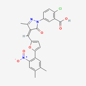 2-chloro-5-[(4Z)-4-{[5-(4,5-dimethyl-2-nitrophenyl)furan-2-yl]methylidene}-3-methyl-5-oxo-4,5-dihydro-1H-pyrazol-1-yl]benzoic acid