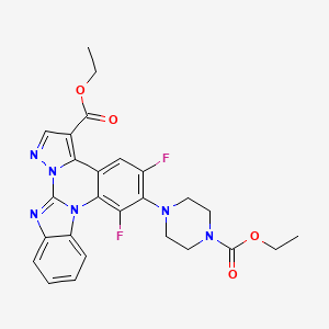 Ethyl 6-[4-(ethoxycarbonyl)piperazin-1-yl]-5,7-difluorobenzimidazo[1,2-a]pyrazolo[1,5-c]quinazoline-3-carboxylate