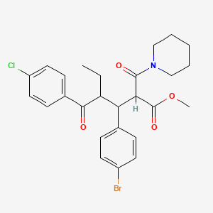 Methyl 3-(4-bromophenyl)-4-[(4-chlorophenyl)carbonyl]-2-(piperidin-1-ylcarbonyl)hexanoate