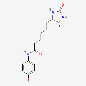 molecular formula C16H22FN3O2 B11073075 N-(4-fluorophenyl)-6-(5-methyl-2-oxoimidazolidin-4-yl)hexanamide 