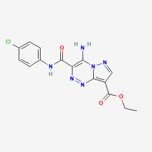 molecular formula C15H13ClN6O3 B11073097 Ethyl 4-amino-3-[(4-chlorophenyl)carbamoyl]pyrazolo[5,1-c][1,2,4]triazine-8-carboxylate 