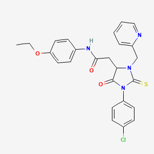 2-[1-(4-chlorophenyl)-5-oxo-3-(pyridin-2-ylmethyl)-2-thioxoimidazolidin-4-yl]-N-(4-ethoxyphenyl)acetamide