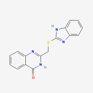 molecular formula C16H12N4OS B11073130 2-[(1H-benzimidazol-2-ylsulfanyl)methyl]quinazolin-4-ol 