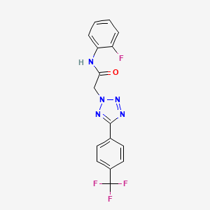 molecular formula C16H11F4N5O B11073136 N-(2-fluorophenyl)-2-{5-[4-(trifluoromethyl)phenyl]-2H-tetrazol-2-yl}acetamide 