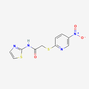 molecular formula C10H8N4O3S2 B11073186 2-(5-nitropyridin-2-yl)sulfanyl-N-(1,3-thiazol-2-yl)acetamide CAS No. 727999-93-1