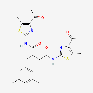 molecular formula C25H28N4O4S2 B11073192 N,N'-bis(4-acetyl-5-methyl-1,3-thiazol-2-yl)-2-(3,5-dimethylbenzyl)butanediamide 