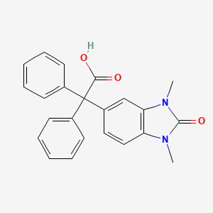 molecular formula C23H20N2O3 B11073197 (1,3-dimethyl-2-oxo-2,3-dihydro-1H-benzimidazol-5-yl)(diphenyl)acetic acid 