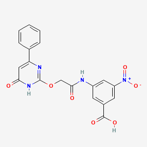 molecular formula C19H14N4O7 B11073222 3-({[(4-Hydroxy-6-phenylpyrimidin-2-yl)oxy]acetyl}amino)-5-nitrobenzoic acid 