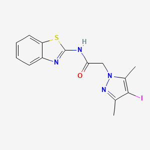 molecular formula C14H13IN4OS B11073263 N-(1,3-benzothiazol-2-yl)-2-(4-iodo-3,5-dimethyl-1H-pyrazol-1-yl)acetamide 