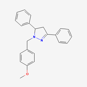 molecular formula C23H22N2O B11073282 1-(4-methoxybenzyl)-3,5-diphenyl-4,5-dihydro-1H-pyrazole 