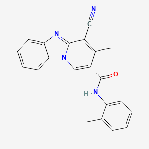 molecular formula C21H16N4O B11073322 4-cyano-3-methyl-N-(2-methylphenyl)pyrido[1,2-a]benzimidazole-2-carboxamide 