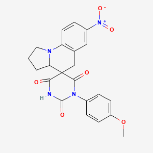 1-(4-methoxyphenyl)-7'-nitro-1',2',3',3a'-tetrahydro-2H,5'H-spiro[pyrimidine-5,4'-pyrrolo[1,2-a]quinoline]-2,4,6(1H,3H)-trione