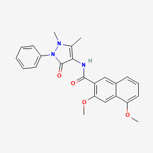 molecular formula C24H23N3O4 B11073337 N-(1,5-dimethyl-3-oxo-2-phenyl-2,3-dihydro-1H-pyrazol-4-yl)-3,5-dimethoxynaphthalene-2-carboxamide 