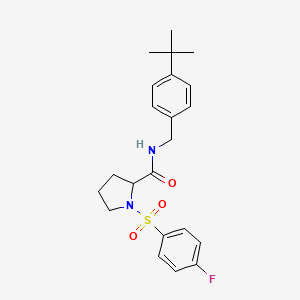 molecular formula C22H27FN2O3S B11073362 N-(4-tert-butylbenzyl)-1-[(4-fluorophenyl)sulfonyl]prolinamide 