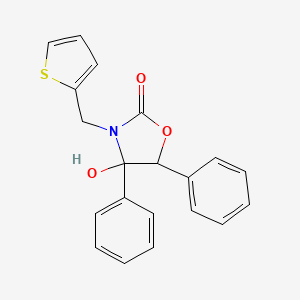 molecular formula C20H17NO3S B11073372 4-Hydroxy-4,5-diphenyl-3-(thiophen-2-ylmethyl)-1,3-oxazolidin-2-one 