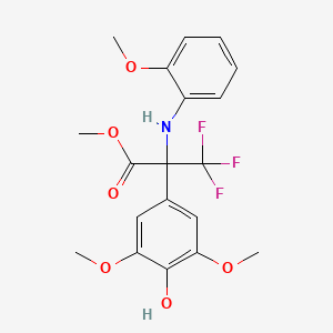 molecular formula C19H20F3NO6 B11073397 Methyl 3,3,3-trifluoro-2-(4-hydroxy-3,5-dimethoxyphenyl)-2-(2-methoxyanilino)propanoate 