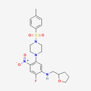 2-fluoro-5-{4-[(4-methylphenyl)sulfonyl]piperazin-1-yl}-4-nitro-N-(tetrahydrofuran-2-ylmethyl)aniline