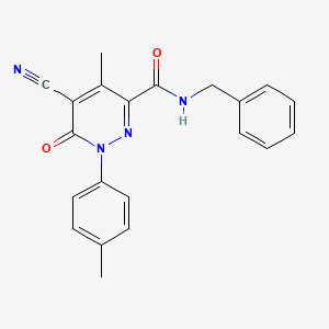 molecular formula C21H18N4O2 B11073446 N-benzyl-5-cyano-4-methyl-1-(4-methylphenyl)-6-oxo-1,6-dihydropyridazine-3-carboxamide 